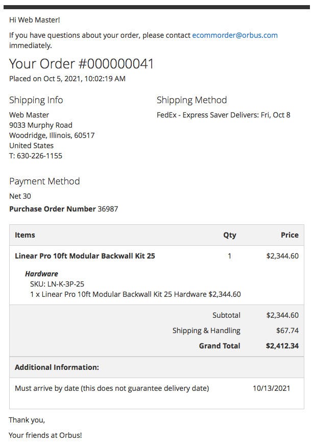 Email Order